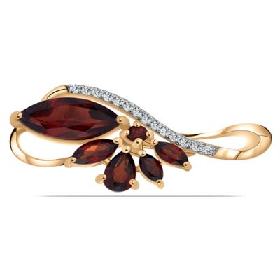 BUY GOLD PLATED FINISH BROOCH WITH GARNET GEMSTONE